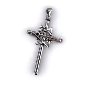 Sterling Silver Large Star of David Cross Pendant
